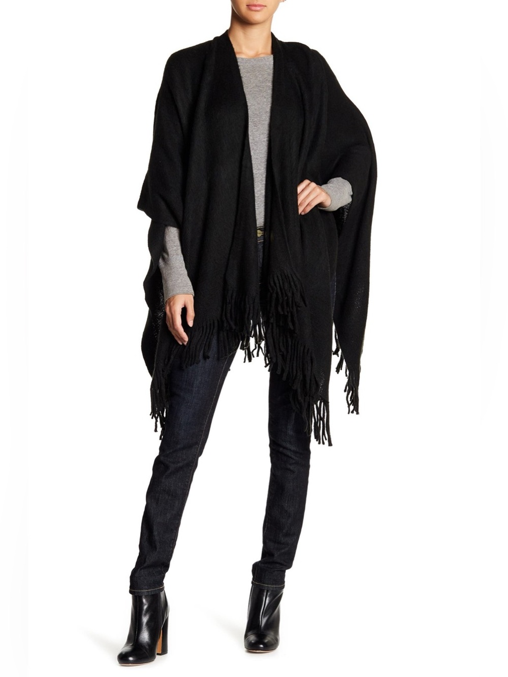 Collection Debenhams Black Shimmer Sequined Knit Fringe Poncho. OS. NWT.